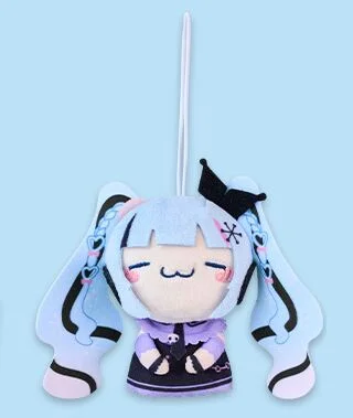 Snow Miku x Kuromi Mochipico Mascot B: Snow Miku (Hmm) 8 cm
